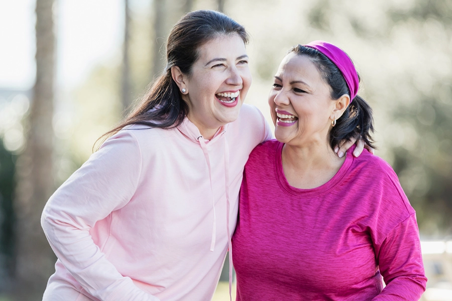 Two women in pink Two women in pink